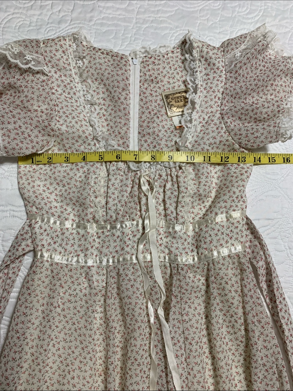 VTG GUNNE SAX Women’s Floral Pink Cream SZ 5 Maxi Dress Cottagecore Festival - Picture 14 of 16